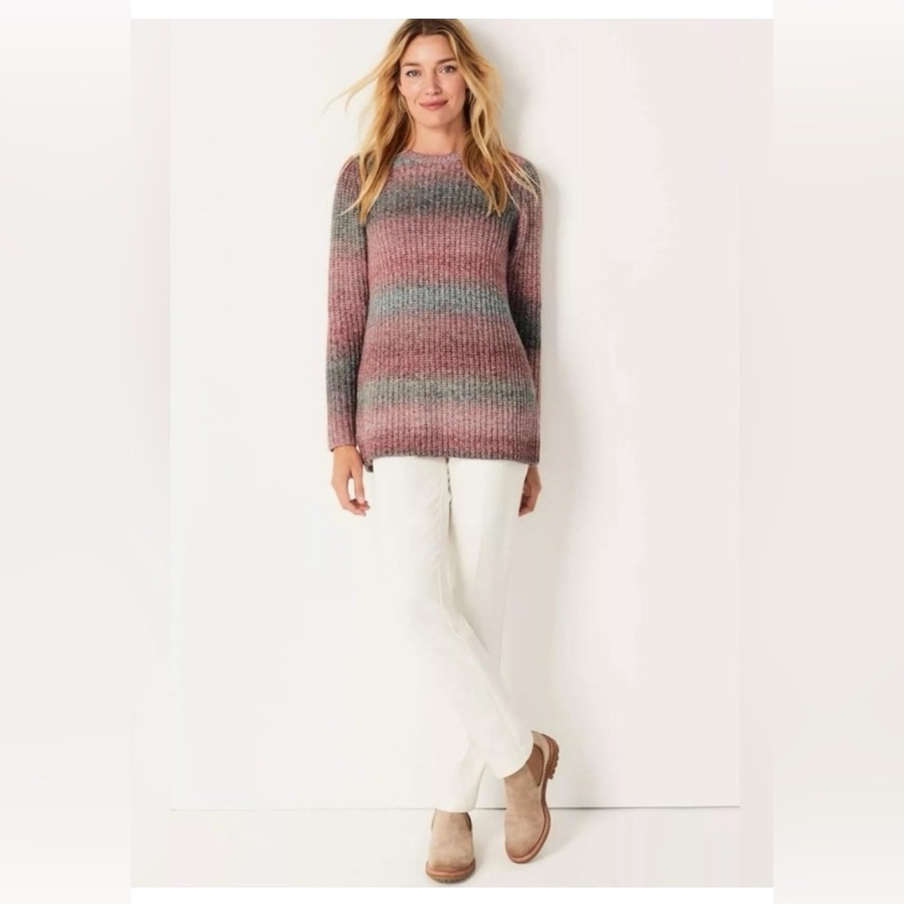 J.Jill Striped Pink and Gray Women's Sweater